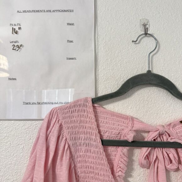 Free People Small Charlotte Top Sugar Spoonful Light Pink Open Tie Back Babydoll - Picture 5 of 5